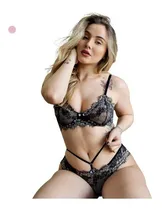 Comprar Calcinha E Sutia Sem Bojo Renda Strappy Bicolor Sexy Analu