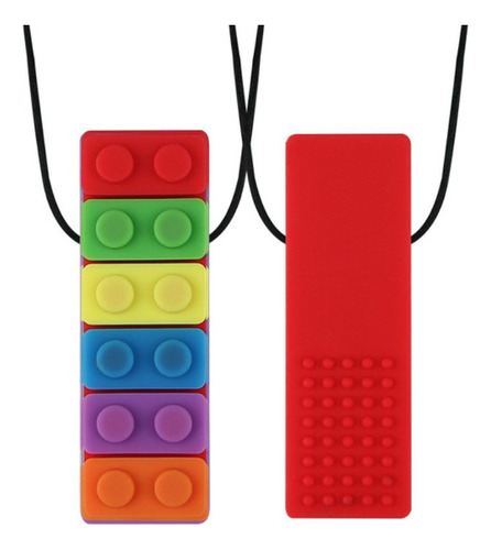 Collar de silicona para la dentición sensorial con bloques de autismo, tdah/tea+nf, color rojo