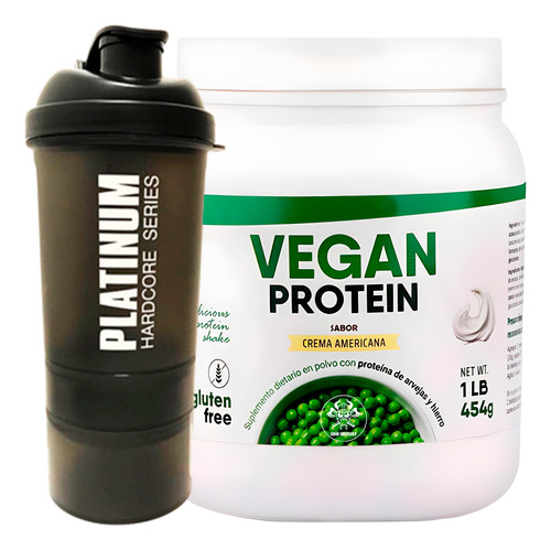 Vegan Protein Platinum 1 Libra + Shaker Vaso Proteína Vegana