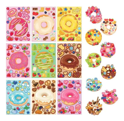36 Pegatinas De Bricolaje Para Regalos De Fiesta De Donuts, 