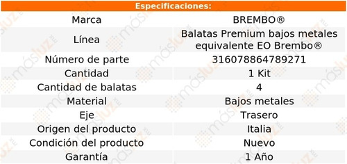 Balatas Bajos Metales Traseras Mazda Cx-3 19/20 Brembo