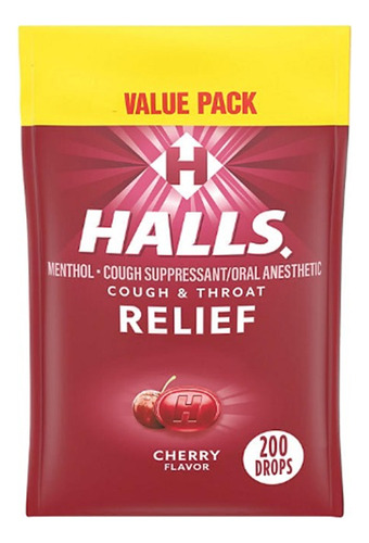 Halls Relief Cherry Cough & Throat Cereza Pack De 200