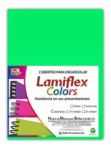 Lami Flex Pastas Plásticas Para Engargolar Color Verde traslucido