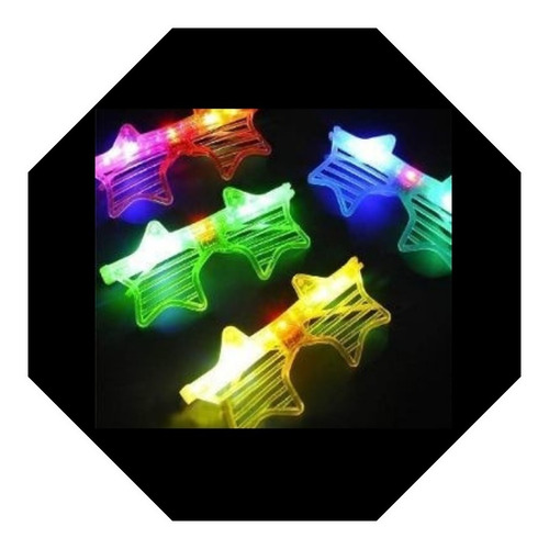 Imagen 1 de 10 de Anteojos Led Estrella Flogger X 10 Lentes Cotillon Luminoso