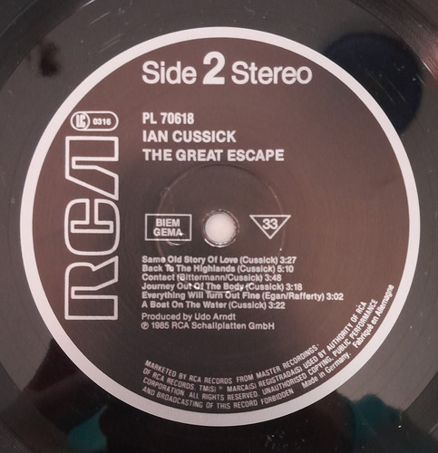 Ian Cussick - The Great Escape (lp, Album, Gat) (Usado)