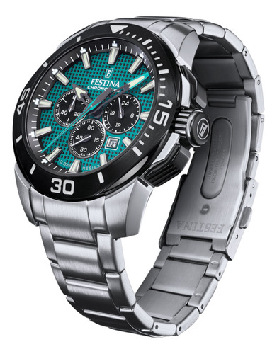 Reloj Festina F20641/3 Hombre Acero Cronómetro 10 Bar Color Del Fondo 3 Color De La Malla Plateado Color Del Bisel Negro