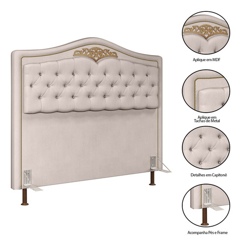 Cabeceira Cama Box Casal King 195cm Com Tachas Imperial Velu