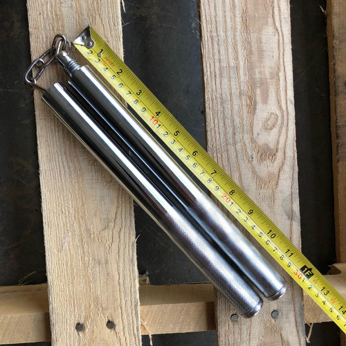 Imagen 4 de 10 de Nunchakus Chacos Baston Metalicos Cromados Defensa Nu-014s