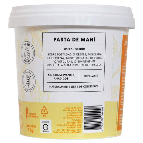 Mantequilla De Mani 1 Kg / 100% Maní Tostada / Manare