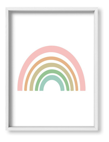 Cuadros Bebes 30x40 Box Blanco Rainbow En Pasteles