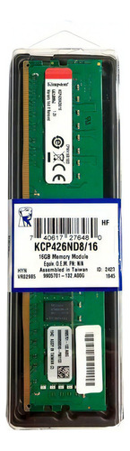 Memoria DDR4 Kingston, 16 GB, 266 MHz, 288 pines, KCP426nd8/16