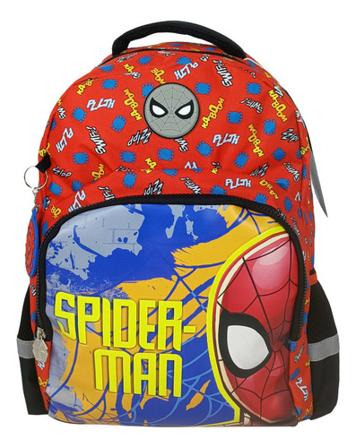 Morral Premium Grande Spiderman In Front Fondo Rojo Diseño De La Tela Multicolor