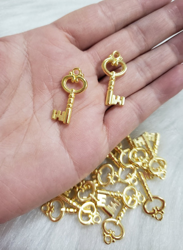 Pingente Chave Abs Dourado 1,2cmx2,6cm  100 Pecas