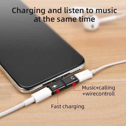 Imagen 3 de 4 de Adaptador Splitter De Carga Y Audio Para iPhone 11/x/8/7/6/5