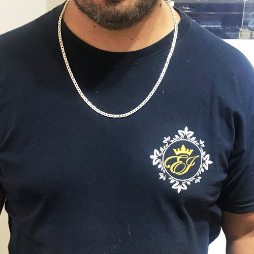 Cadena Plata 925 Hombre 4mm Gruesa Paris Con Cierre Marinero Color Plateado