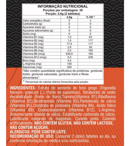 Kit 2 Feno Grego Com Saponinas + Arginina + Boro + B12 Testo