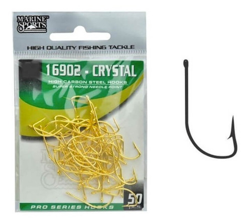 Anzol Marine Sports Crystal 16902 Dourado Tamanho 16 - 50un