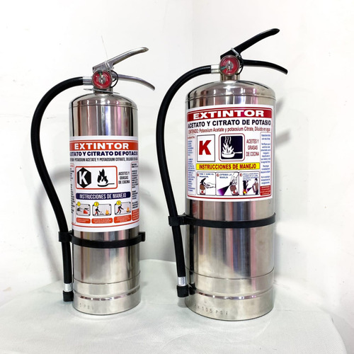 Extintor Tipo K 2.5 Gl Acetato De Potasio Acero Inoxidable