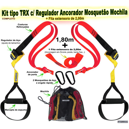 Kit Tipo Trx C/ Regulador Ancorador Mosquetão F.ext. Mochila