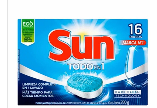 Detergente Lavavajillas Sun Pastillas 3 En 1