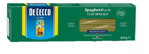 Spaghetti Spinaci N°12 De Cecco 500grs