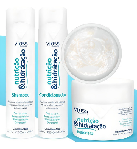 Vloss Nutrição E Hidratação Shampoo Condicionador E Máscara