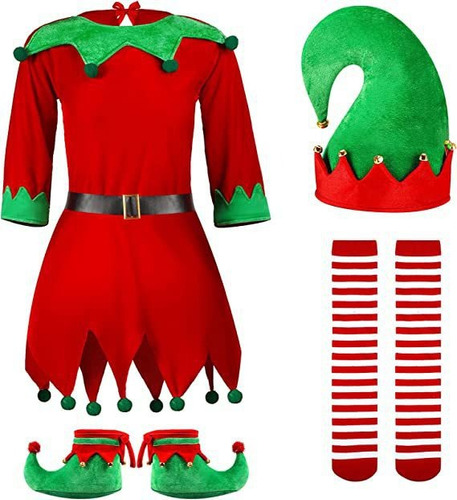 Disfraz Duende Navideño Elfo Cosplay Para Niños  Ayudante De Santa