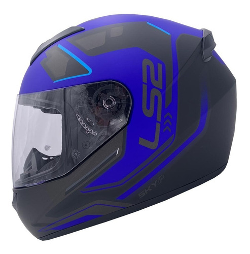 Imagen 1 de 6 de Casco Moto Integral Ls2 352 Ironface Negro Azul Modelo 2021