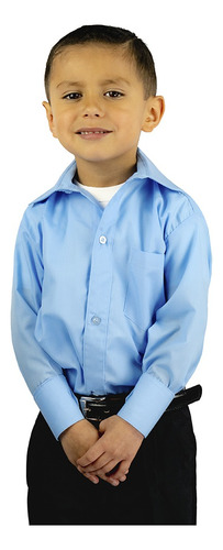 Camisa Vestir Infantil Juvenil Azul Cielo Tallas 2 A 16