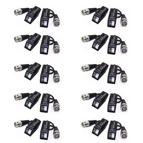 Pack 10 Par Balun Hd Ahd Tvi Cvi Cámara Turbo Hikvision Dahua Cctv Seguridad Dvr