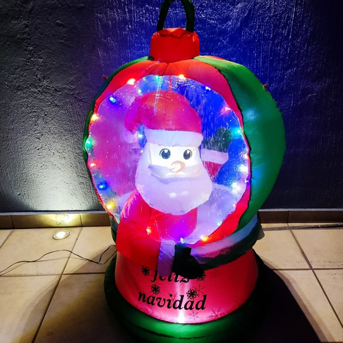 Figura Navideña Led, Inflable Esfera Con Santa 1.2m 