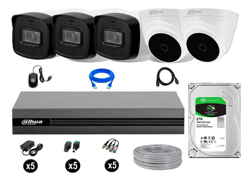 Cámaras Seguridad Kit 5 1080p Disco 2tb 40m Mayor Alcance