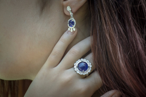 Aros, Pendientes Plata 925 Hechos A Mano Con Vidrio Azul