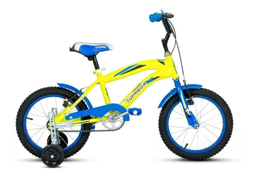 Bicicleta paseo infantil TopMega Superhéroes Crossboy R16 frenos v-brakes color amarillo con ruedas de entrenamiento  