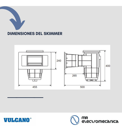 Skimmer Vulcano + Kit Completo Accesorios P/ Pileta Hormigón