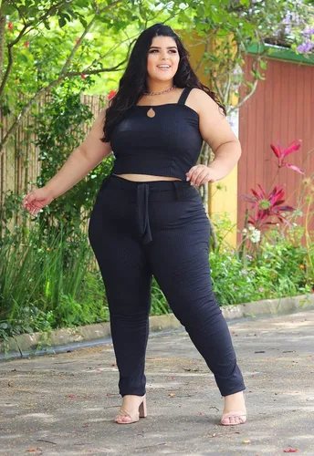 Calça E Cropped Moda Plus Size 2 Peças