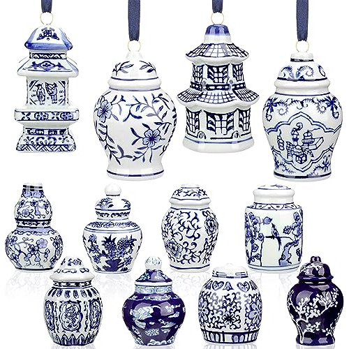 12 Piezas De Adornos De Porcelana Chinoiserie, Mini Jar...