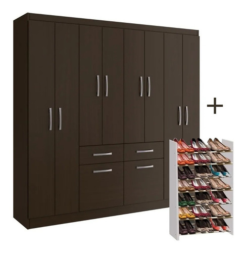 Placard Ropero Armario Dormitorio 8 Puertas + Zapatera