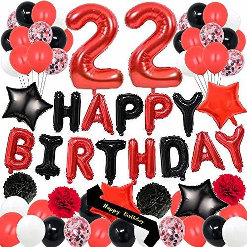 Yujiaonly Decoraciones Para Fiesta De Cumpleaños Número 22 -