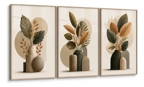 Quadros Decorativos Abstratos Floral Moderno Boho 122x60cm Personalizado Floral ​Moderno 02
