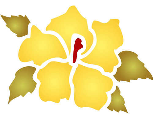 Plantilla De Hibiscus Reutilizable, Para Pintar, Ideal Para 