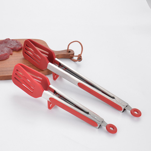 3 Pinzas De Cocina Con Espátula De Silicona Antiadherente