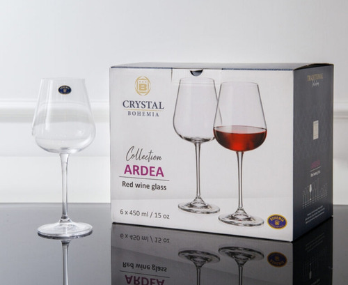 Copa Cristal Bohemia Vino o Agua Ardea 450 Ml Set X 6