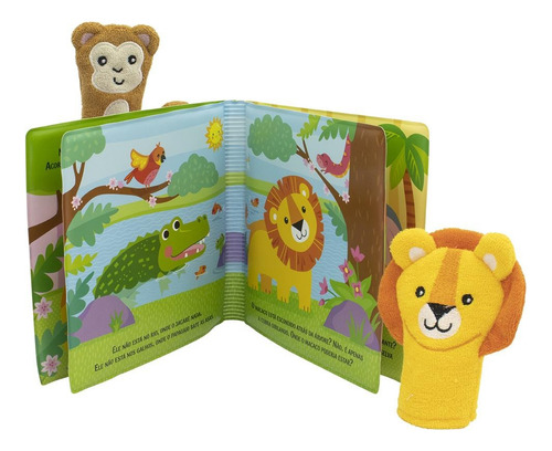 Kit Livro Amigos Da Selva Igloo Books 1ª Edição Com Material Impermeável, Dedoches De Pano E Box Coleção Melhores Amigos - Um Livro De Banho 2021 Português Editora Happy Books