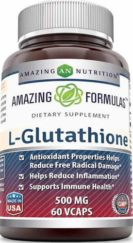 Glutathione Glutatión Reducido 500mg 60 Caps Antioxidante Af Sabor Sin sabor