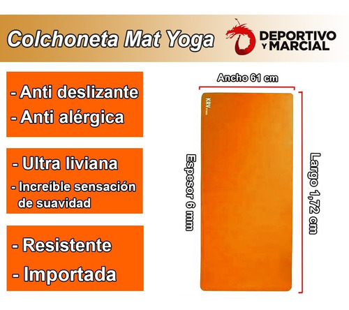 Imagen 3 de 8 de Colchoneta Mat 6 Mm Para Yoga Pilates Fitness Pvc Aislante