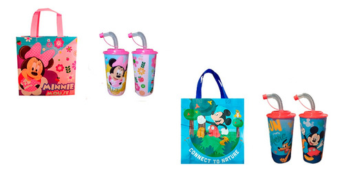 Paquete De 10 Bolsas Dulceros Y 10 Vasos Fiesta Mickey Mouse