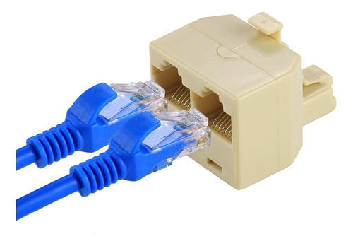 Rj45 Doble Puerto Ethernet Lan Adaptador Red Conector