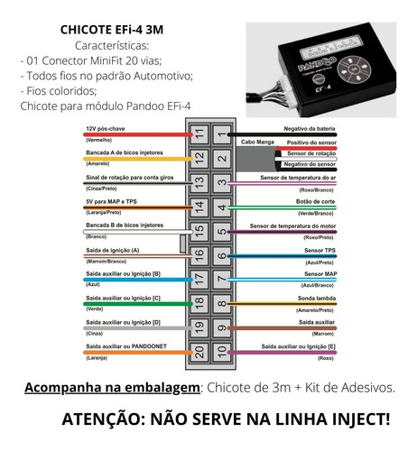 Chicote Módulo Pandoo Efi-4 (3 Metros) - Pandoo