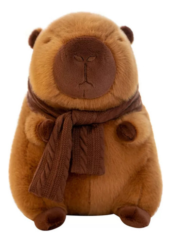 Pelúcia Capivara 35 Cm Com Cachecol Macia E Fofa Marrom